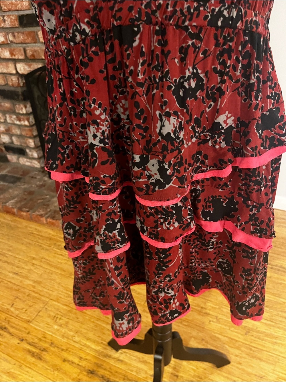 Matilda Jane Red and Black Floral Tiered Midi Dress - Picture 3 of 7